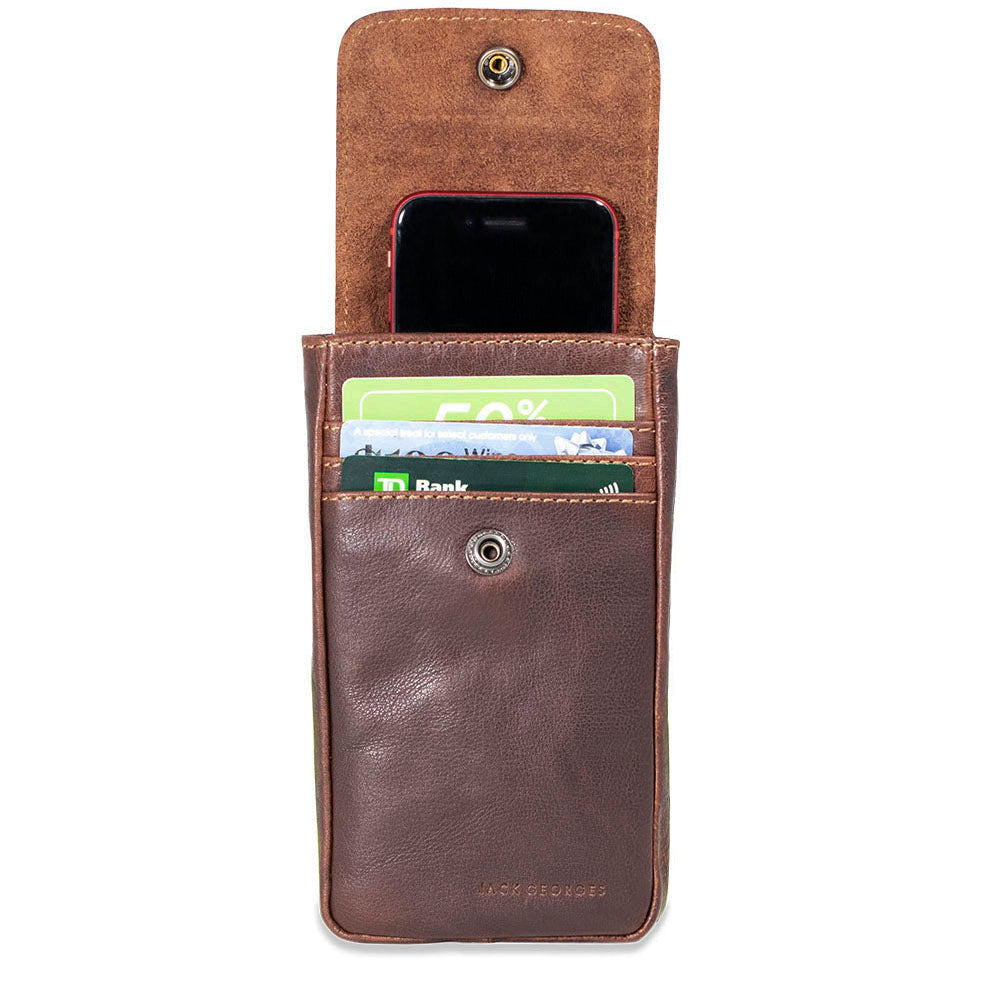 Voyager Phone Holder Crossbody #7670 Brown Interior