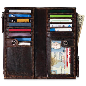Voyager Slim Zippered Wallet #7717 Brown Interior
