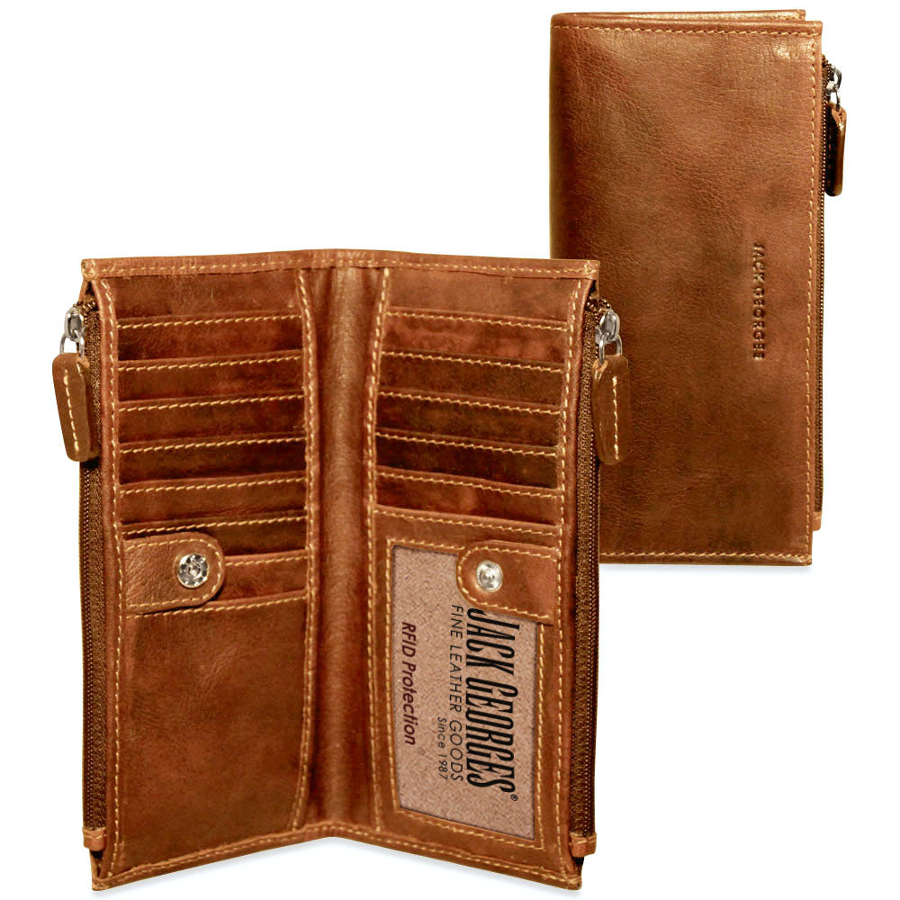 Genuine Leather Checkbook Cover Zippered
