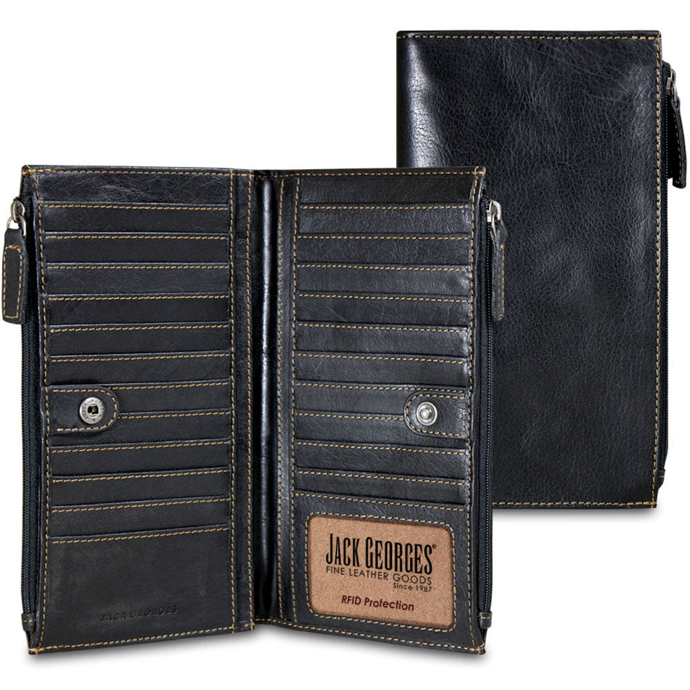 Voyager Large Zippered Wallet #7718 Brown