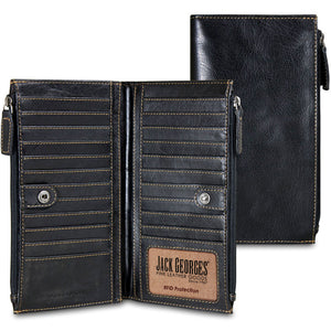 Voyager Large Zippered Wallet #7718 Black