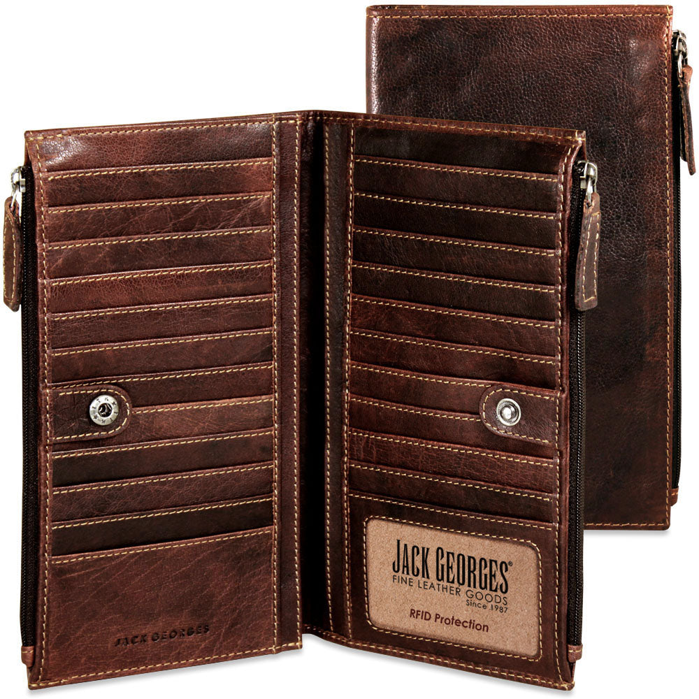 Voyager Large Zippered Wallet #7718 Brown