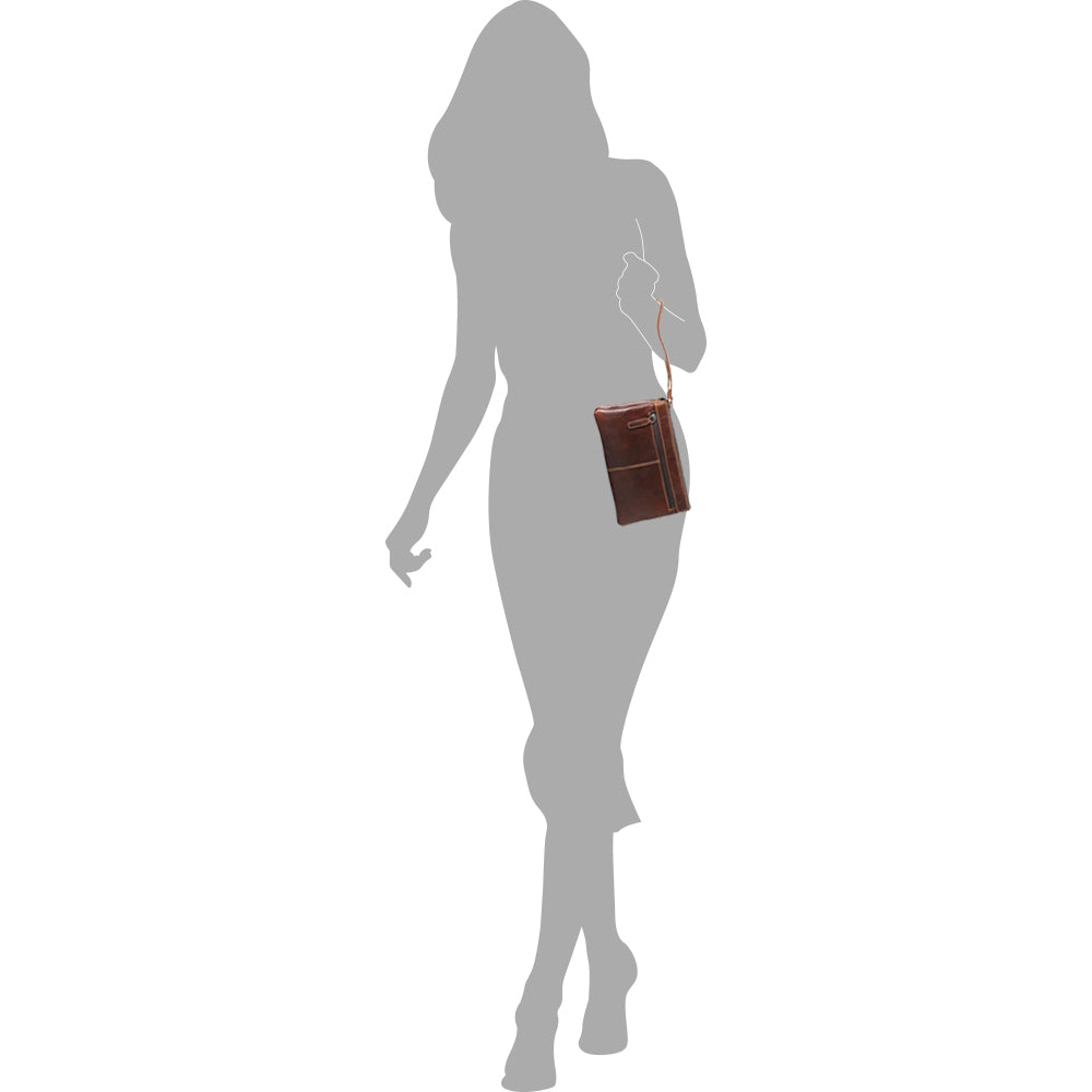 Voyager Zippered Wristlet Clutch #7723 Brown Silhouette