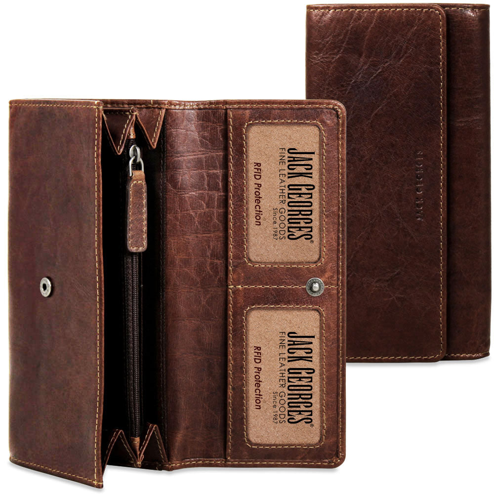Voyager Bifold Wallet with Gusseted Currency Pocket #7731 Brown
