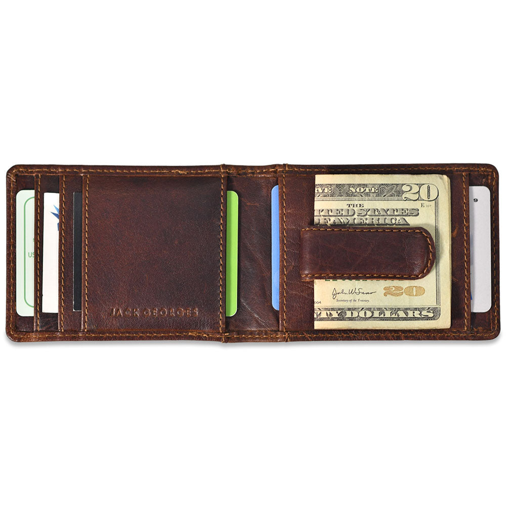 Amish Made Cash Money Clip Wallet – Cowhide Leather, Magnetic Clip (Black Or Brown)