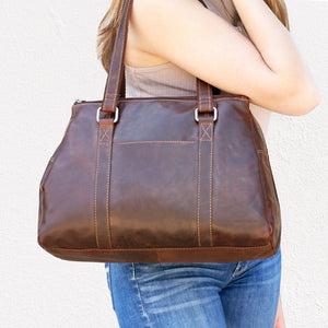 Voyager Satchel Handbag #7815 Brown Lifestyle