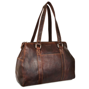 Voyager Satchel Handbag #7815 Brown Left Front