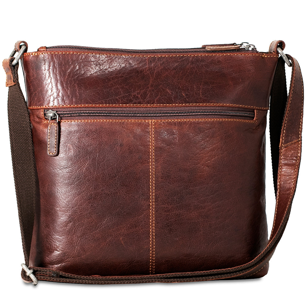 Voyager Zippered Crossbody Hobo Bag #7832 Brown Back