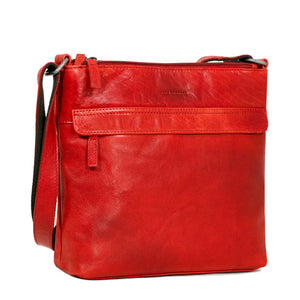Voyager Zippered Crossbody Hobo Bag #7832 Red Left Front