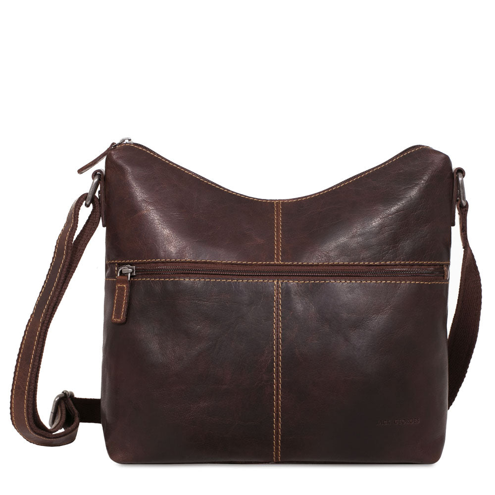 Voyager Uptown Hobo Bag w/Large Front Pocket #7874 Brown Front
