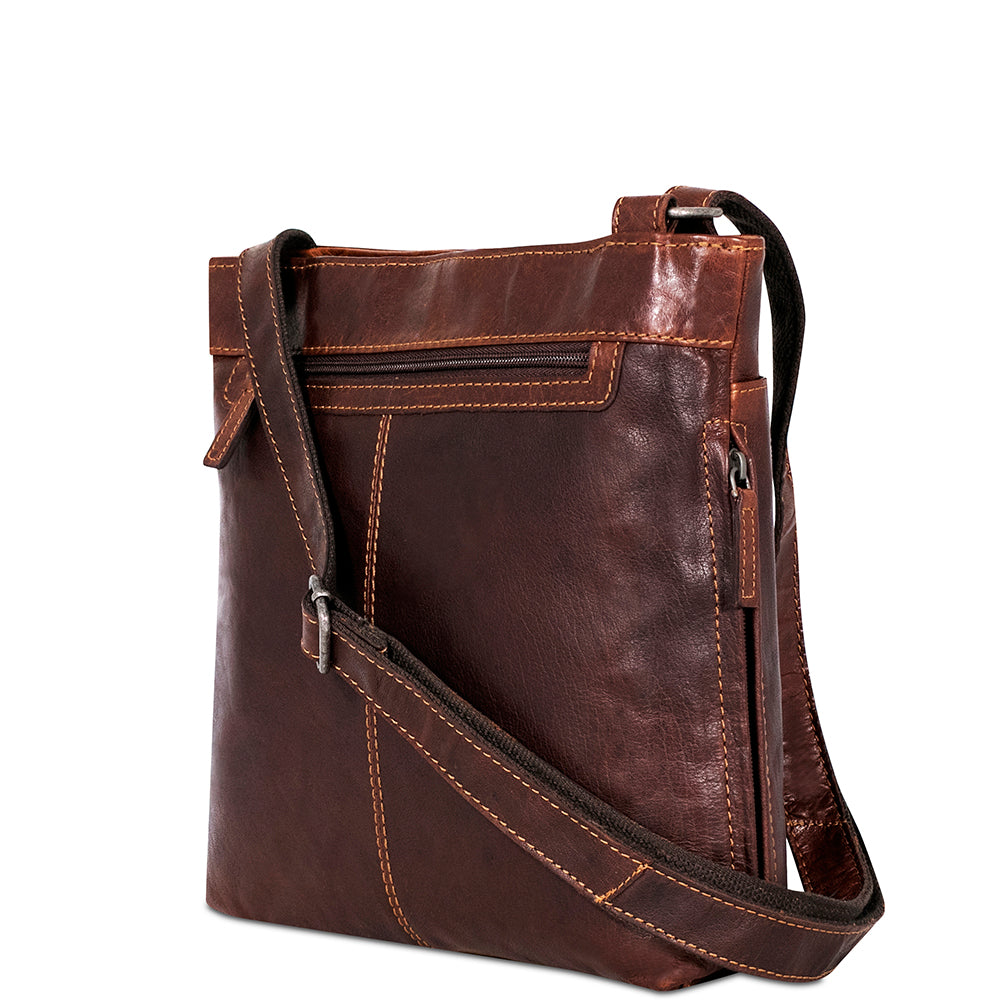 Voyager Small Zippered Crossbody Bag #7880 Brown Right Back