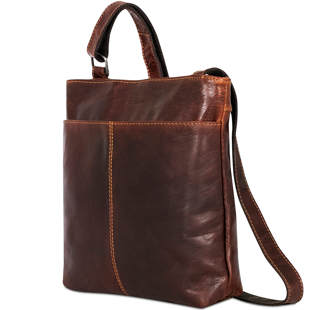 Voyager Small Zippered Crossbody Bag #7880 Brown Right Front