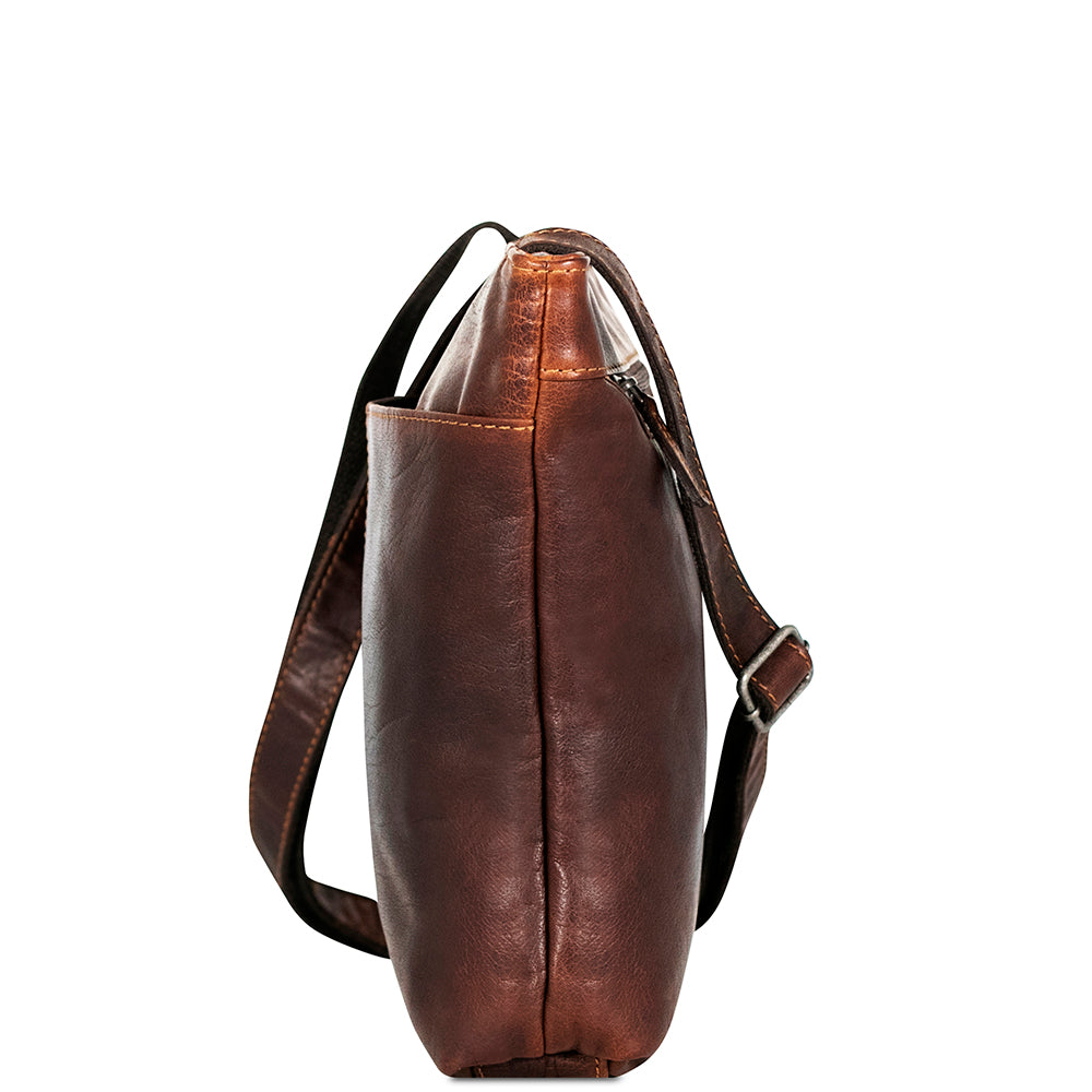 Voyager Small Zippered Crossbody Bag #7880 Brown Right Side