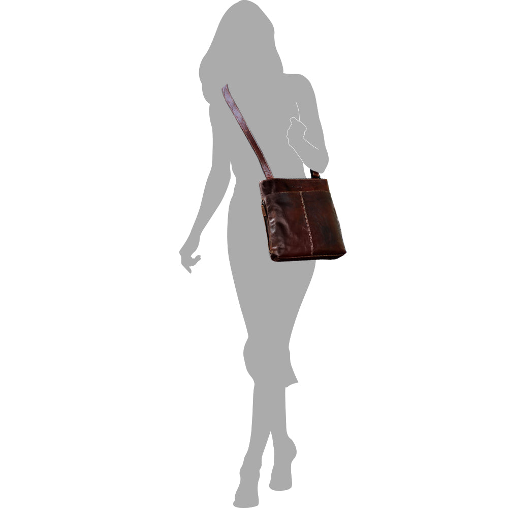 Voyager Small Zippered Crossbody Bag #7880 Brown Silhouette