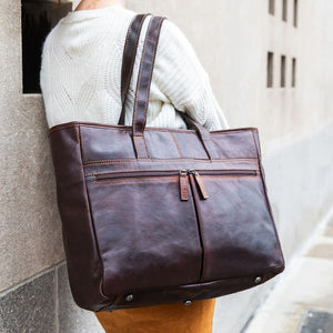 Voyager Uptown Tote Bag #7916 Brown Lifestyle Back