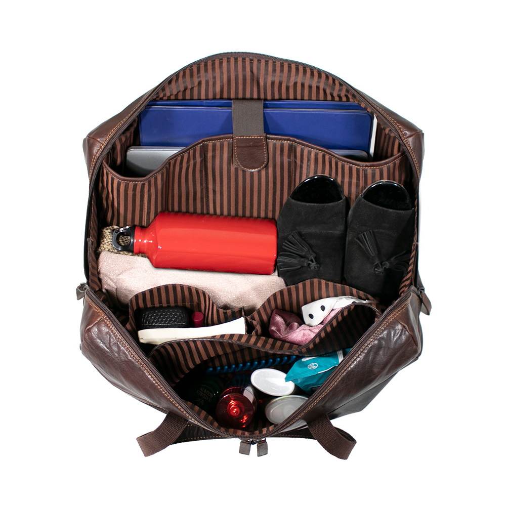 Voyager Uptown Duffle Tote Bag #7918 Brown Interior Full