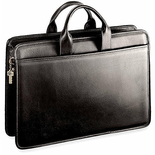 Platinum Special Edition Slim Leather Briefcase #8201 Black Front Right