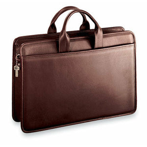 Platinum Special Edition Slim Leather Briefcase #8201 Brown Front Right