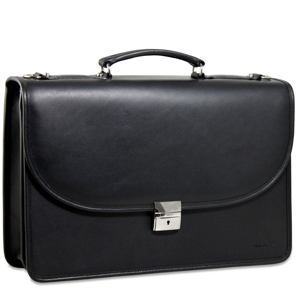 Platinum Special Edition Executive Leather Briefcase #8415 Black Front Right