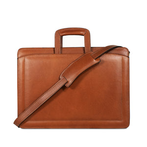 Belting Slim Leather Briefcase #9001 Tan Back