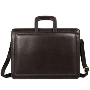 Belting Slim Leather Briefcase #9001 Brown Front