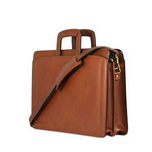 Belting Slim Leather Briefcase #9001 Tan Right Back