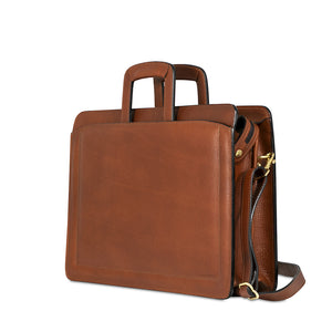 Belting Slim Leather Briefcase #9001 Tan Right Front