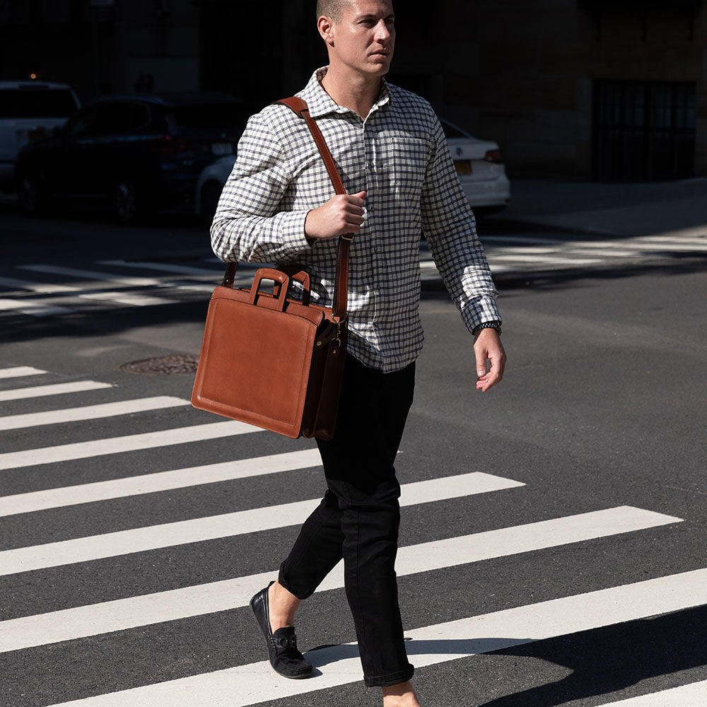 Belting Leather Briefcase, Top Zip #9001 - Made in USA | Jack Georges