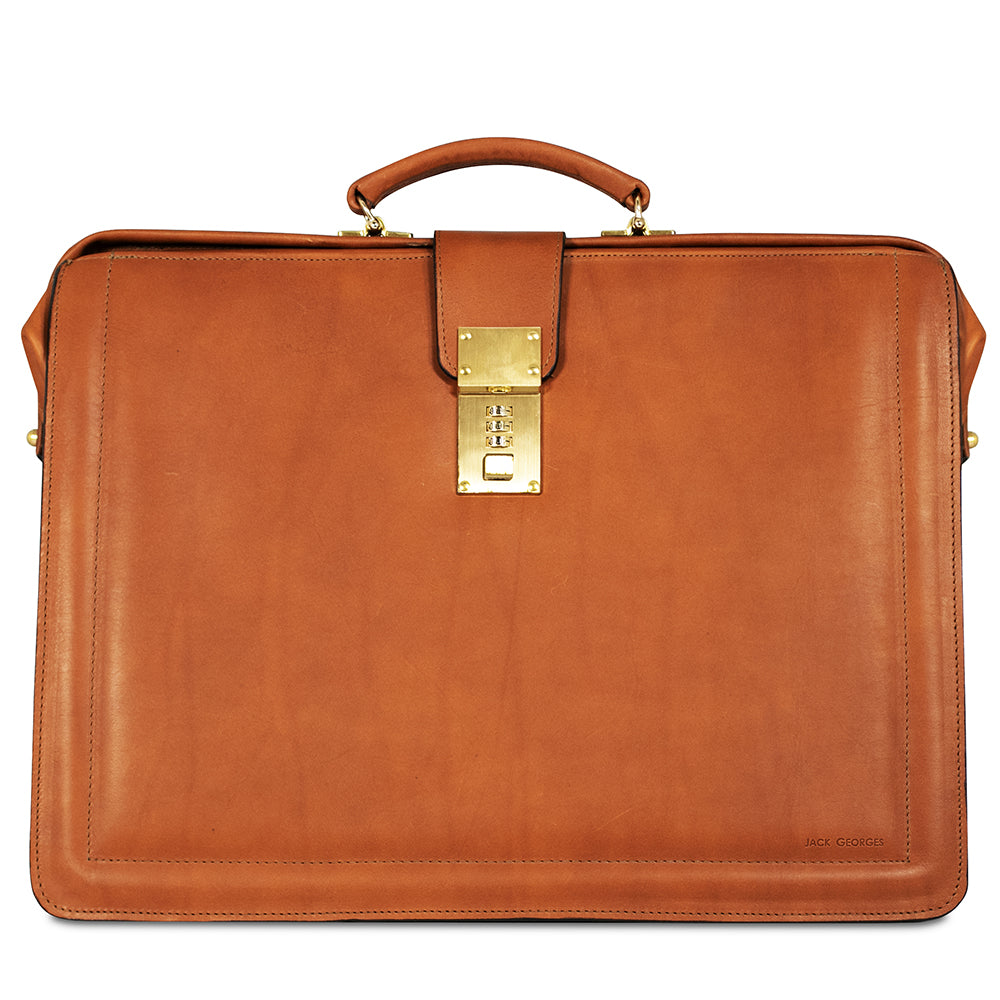 Belting Leather Classic Combination Lock Briefbag #9005 Tan Front