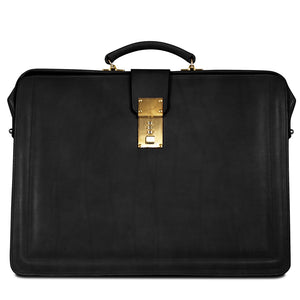 Belting Leather Classic Combination Lock Briefbag #9005 Black Front