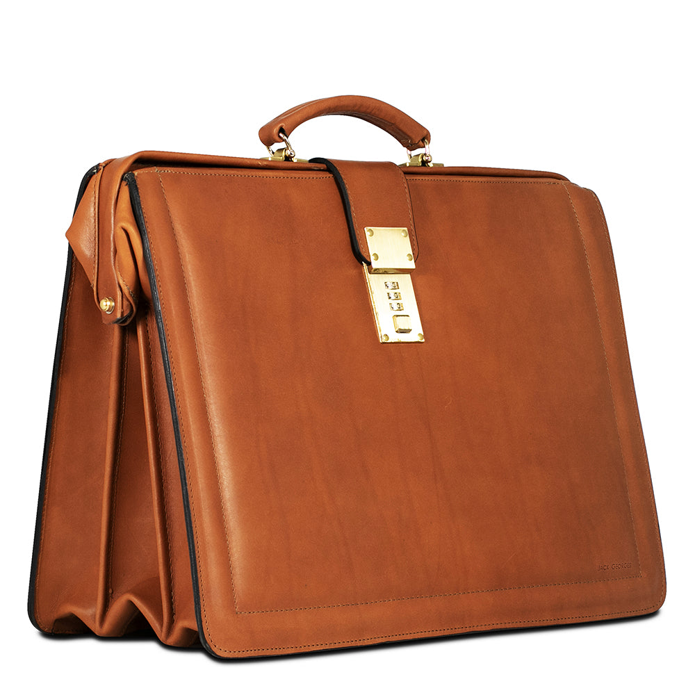 Belting Leather Classic Combination Lock Briefbag #9005 Tan Right Front