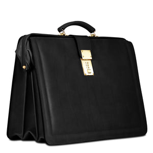 Belting Leather Classic Combination Lock Briefbag #9005 Black Right Front