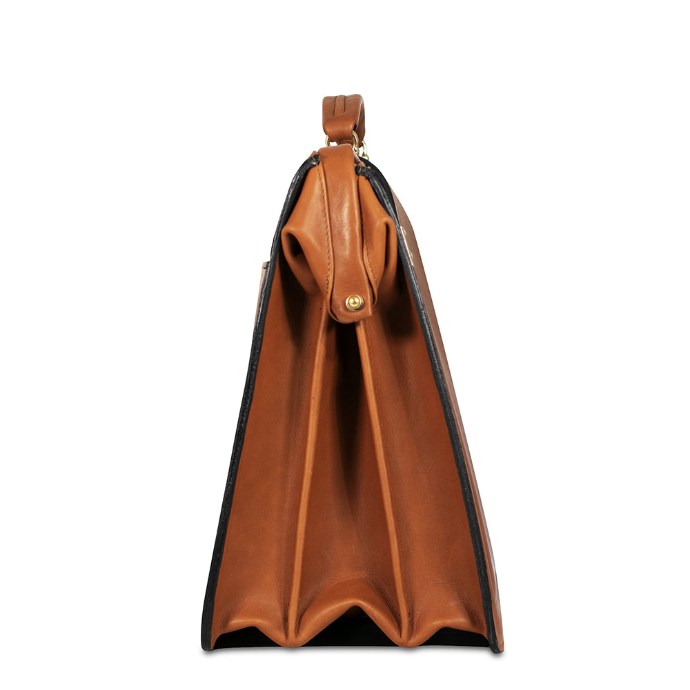 Belting Leather Classic Combination Lock Briefbag #9005 Tan Right Side