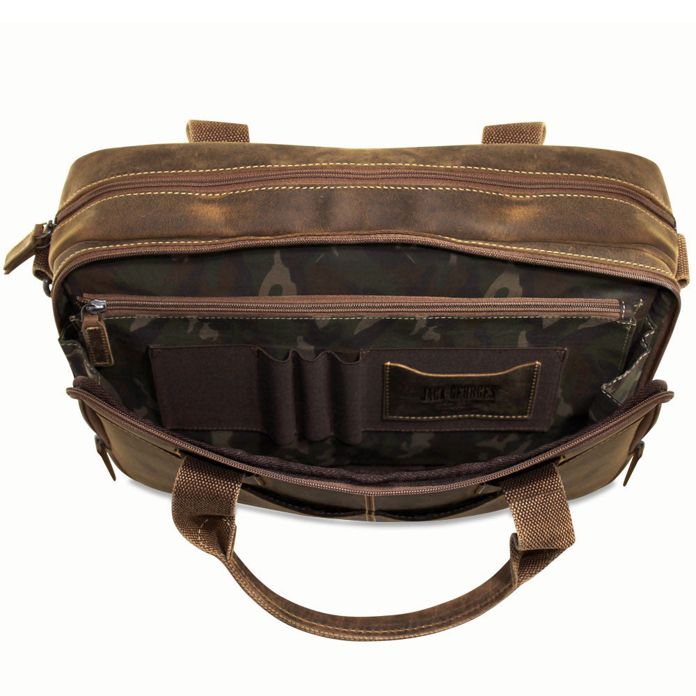 Arizona Zippered Briefcase #A4230 Brown Right Interior