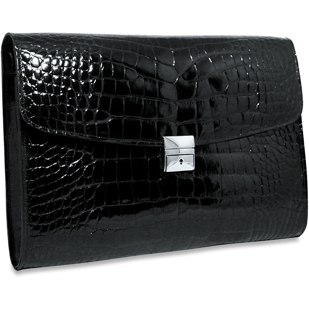 Jack Georges American Alligator Black Underarm Case #AL001 Black (Front Right Side)