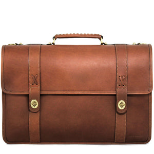 Belmont Professional FlapOver Briefcase #B2462 Cognac Front