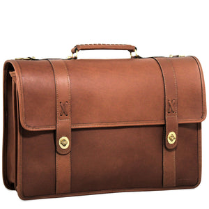 Belmont Professional FlapOver Briefcase #B2462 Cognac Right Front