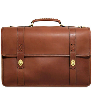 Belmont Executive Leather Briefcase #B2463 Cognac Front