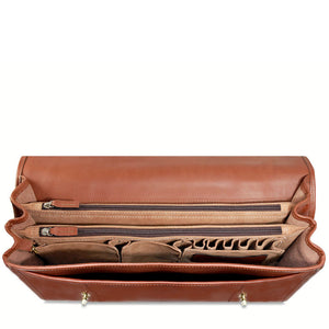 Belmont Executive Leather Briefcase #B2463 Cognac Interior