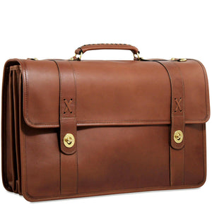 Belmont Executive Leather Briefcase #B2463 Cognac Right Front