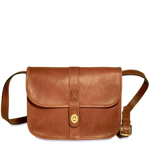 Belmont Collection Flapover Handbag #B2648 Cognac