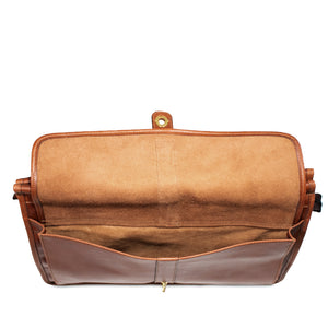 Belmont Leather Dowel Tote Bag #B2965 Cognac Front Pocket