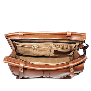 Belmont Leather Dowel Tote Bag #B2965 Cognac Interior