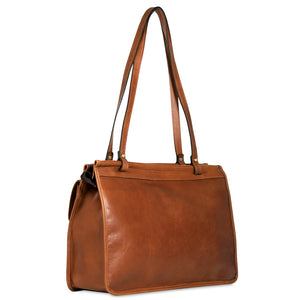 Belmont Leather Dowel Tote Bag #B2965 Cognac Left Back