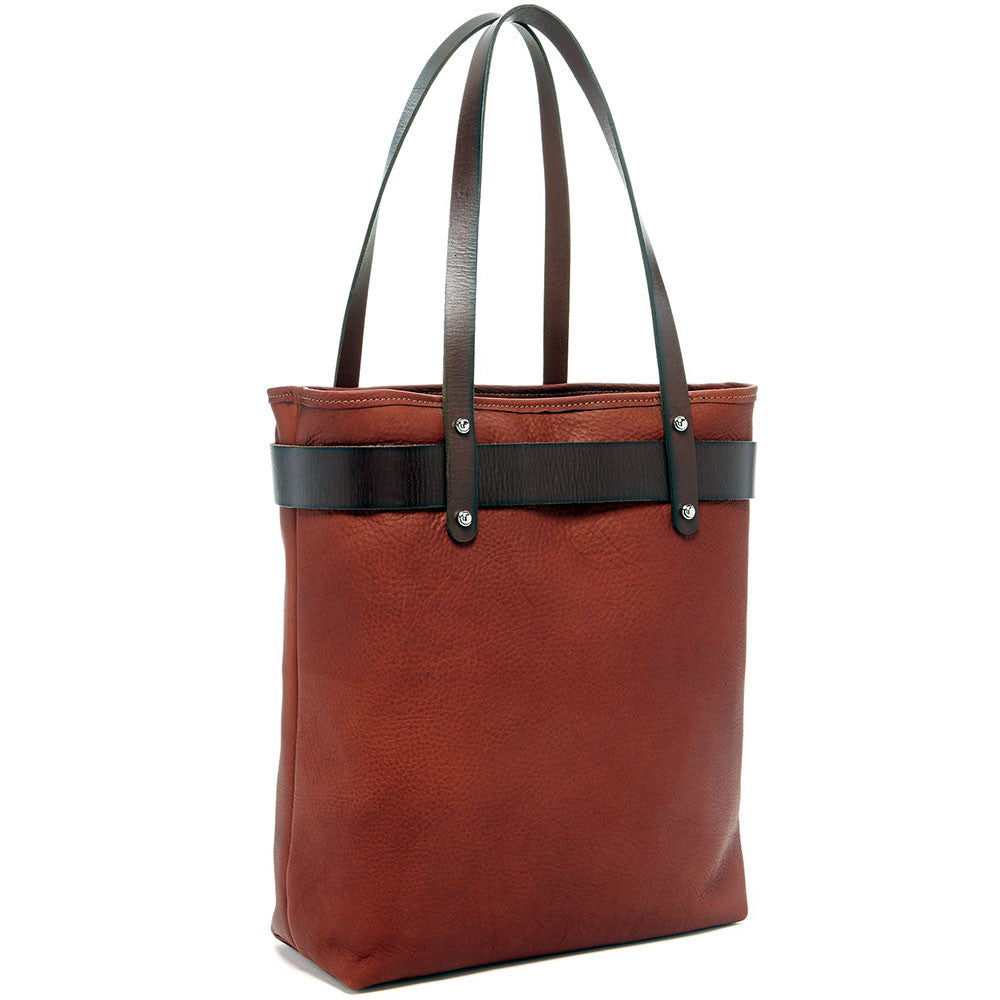 Belmont Open Leather Tote Bag #B2971 Cognac Left Back