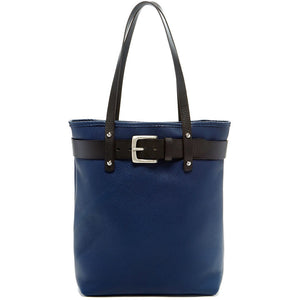 Belmont Open Leather Tote Bag #B2971 Navy Front