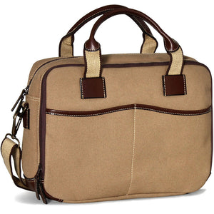 Canvas Zippered Briefcase #CV230 Khaki Right Front