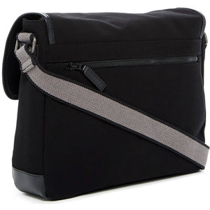 Canvas Messenger Bag #CV456 Black Left Back