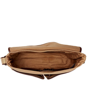 Canvas Messenger Bag #CV456 Khaki Interior