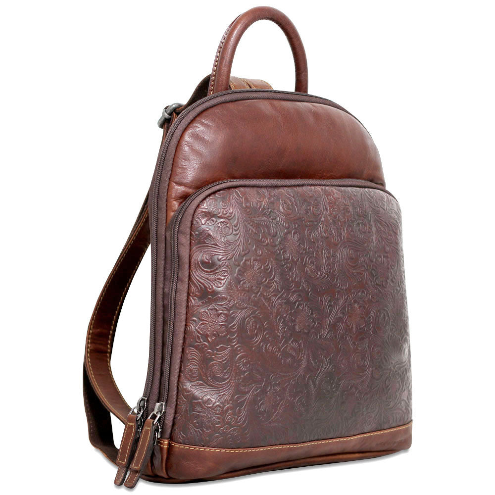 Voyager Floral Small Backpack #FL835 Brown Right Front